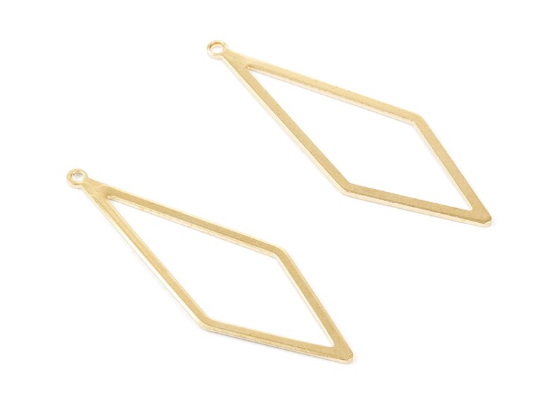 Connector Brass Rhombus - Rhombus Raw Brass - Brass Earring Findings - Jewelry Supplies - 42x14.48x0.76mm - PP1860 image 2