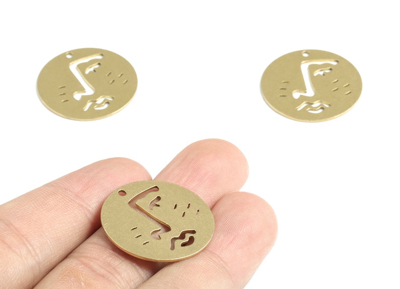 PPM3134 24.97x24.97x0.83mm Jewelry Supplies Earrings Finding Brass Round Wave Earring Charms Raw Brass Circle Wave Pendant