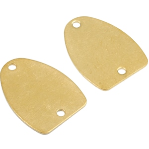 Puede incluir: Dos placas de protección de guitarra de metal de color dorado con bordes redondeados y dos agujeros cada una.