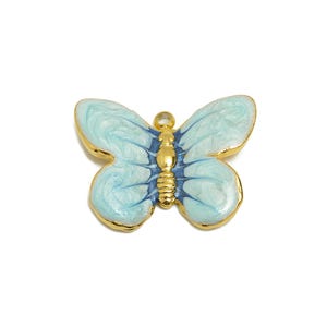 Steel Butterfly Charms - Enamel Colorful Butterfly Pendant - Elegant Butterfly Necklace Pendant - Gold Tone Vacuum Plated - 19x15x3mm-SS1493