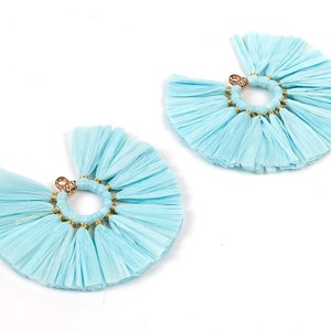 Raffia Fan Tassels Charms - Raffia Tassel Pendant - Jewelry Accessories - Handmade Tassels Jewelry - 54.16x54.16x3.49mm - RS1044