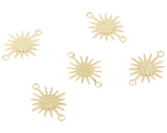 Brass Sun Charms - Textured Sun Shaped Raw Brass Connector with 2 Hole - Jewellery Supplies  - 17.92x13.2x0.4mm - PP2047