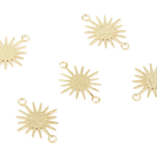 Brass Sun Charms - Textured Sun Shaped Raw Brass Connector with 2 Hole - Jewellery Supplies  - 17.92x13.2x0.4mm - PP2047