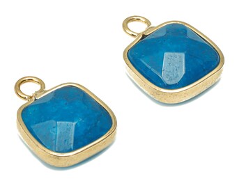 アクセサリー bluebox Blue Jade Faceted Square Earring Charms - Brass Square
