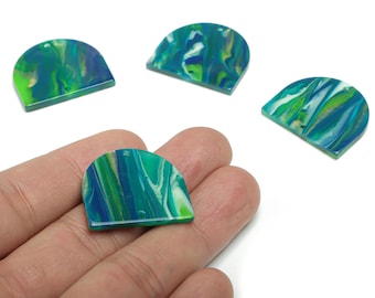 Acrylic Domed Earring Connector - Acrylic D Charms and Pendant - 2 Holes - Jewelry Supplies - Color Code:A775 - 27.8x24.1x2.6mm -AC1323-A775