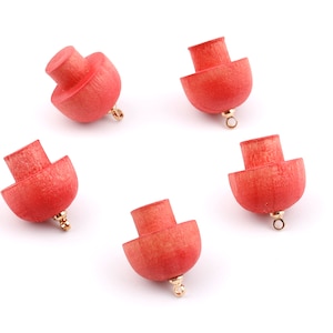 Wooden Mushroom Charms - Wooden Mushroom Pendant - Natural Wood Mushroom Earring Pendant - Wood with Alloy - 16.61x13.69mm - BB1086
