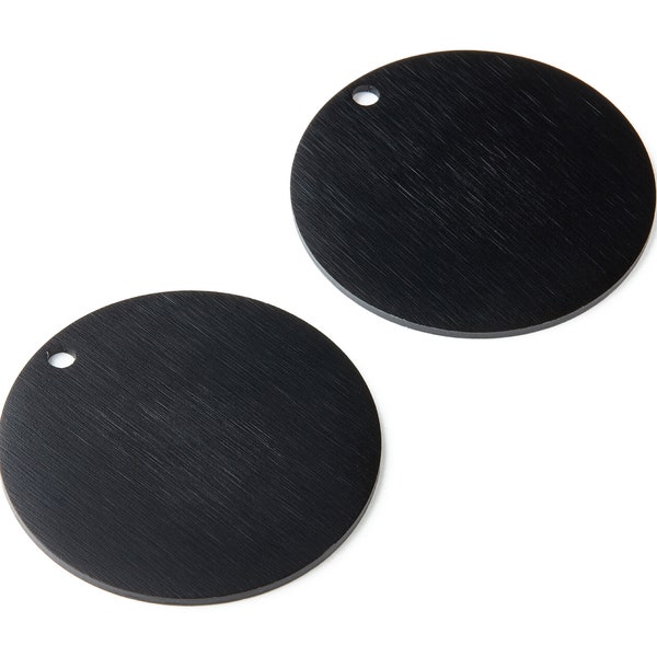 Aluminium Charms - Runde Anhänger mit 1 Loch - eloxierte Aluminium Charms - schwarz Ton - 49.35x49.35x1.7mm - AA1142A