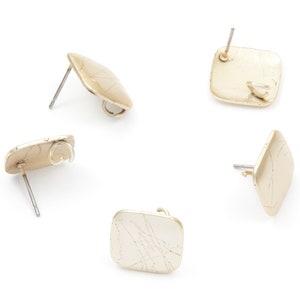 Iron Earring Stud - Gold Tone Plated - Square shaped Earring Post - Earring findings - Jewelry Supplies - 14,15x14,15x1,4mm - ZZ1304