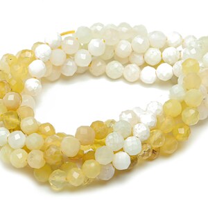 Yellow Opal Round Beads 4mm - 15.5 inch - Faceted Round Gemstone Beads - Natural Stone Beads  - 4x4mm - NS1499