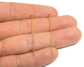 0.7*45mm Steel Ball Head Pin - Ball Head Pin Crafting & Beading Headpin - Ball Head Pins for Jewelry - 18K Real Vacuum Plating - SS2132-45G