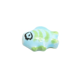 Glazed Ceramic Fish Bead - Craft Bead for Necklace or Bracelet - Marine Colorful Bead - Handmade Making Jewelry - 15.24x12.05x7.7mm - NS2822