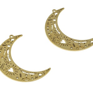 Raw Brass Crescent Moon Earrings Charm - Brass Moon Pendant - Fashion Moon Charm – DIY Jewelry Supplies - 35.87x24.57x0.7mm - PP4310