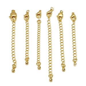 Extender Curb Chain - Drop Lobster Clasp - Extension Chain -Bracelet Extender Safety - Clasp Parrot Clasps - 18K Real Gold Plating