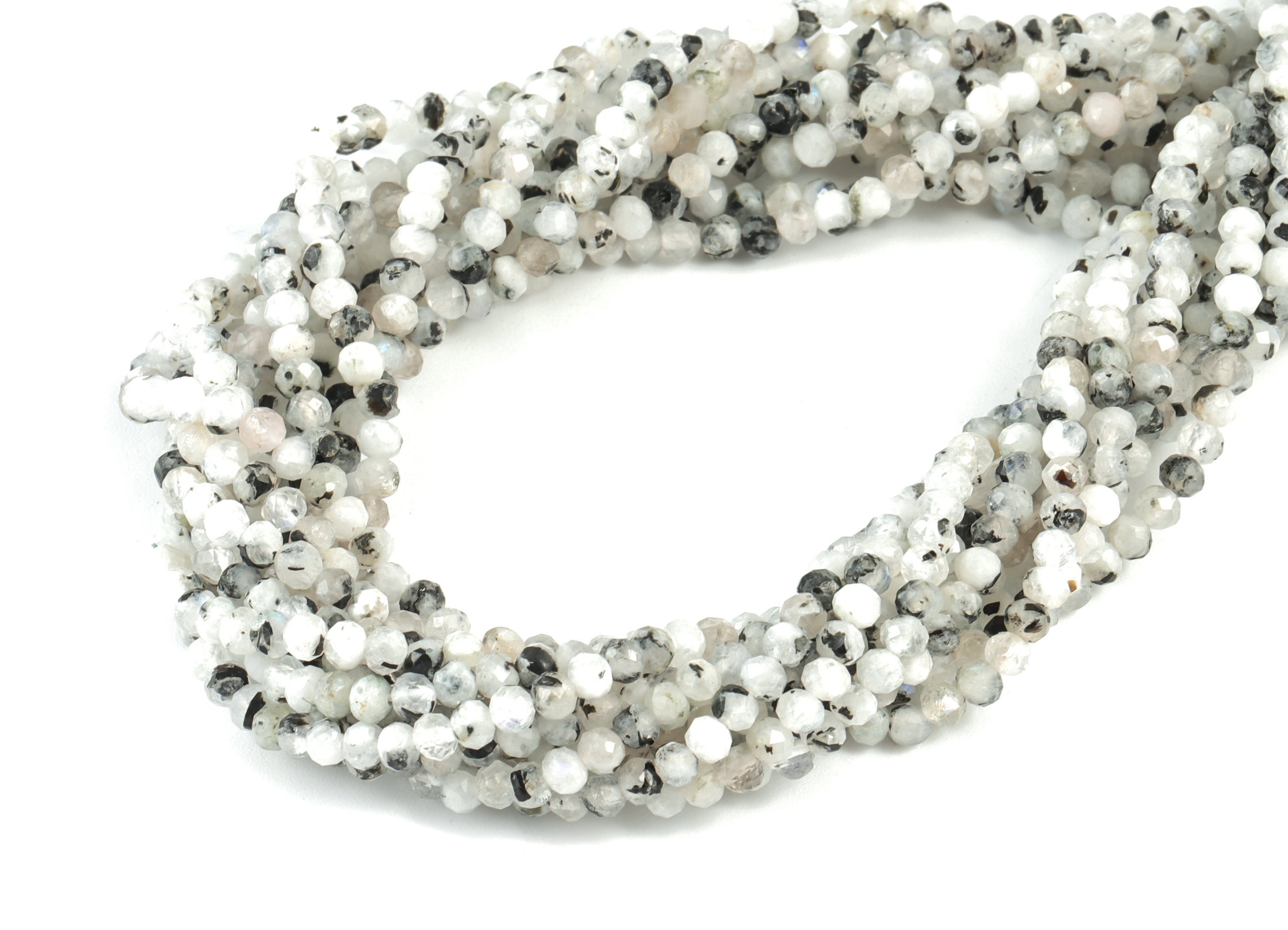 Moon Stone Round Beads 3mm - 15.5 Inch - Faceted Round