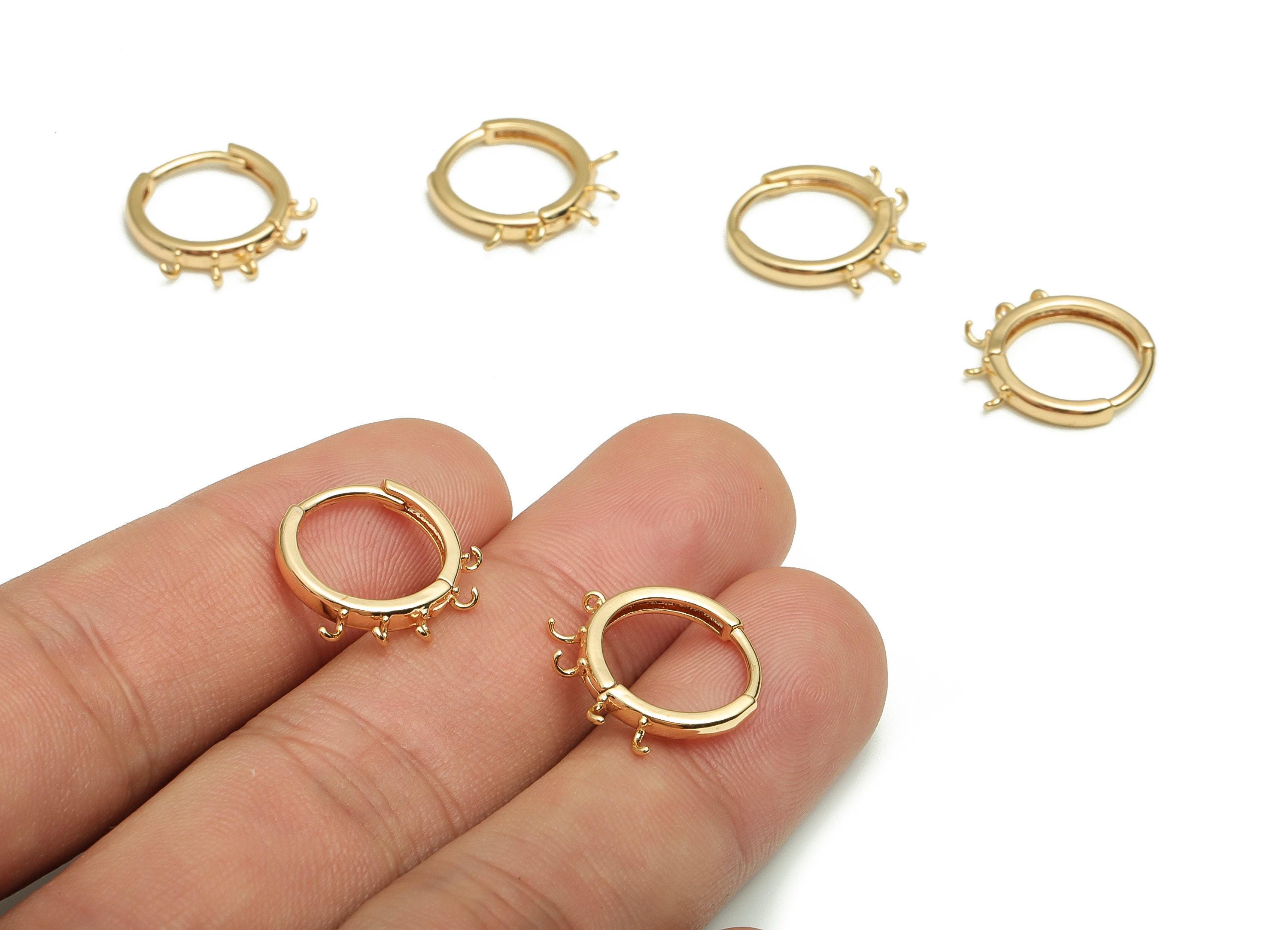 Gold Huggie Hoop Earrings - 18K Gold Plated Brass Hoop Findings - 5…