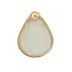 Teardrop Shell Pendant - Shell Jewelry Charm - Natural Shell Pendant - Handmade Jewelry Supplies - Gold Tone Plating - 24x12x1mm - AC3612 image 2
