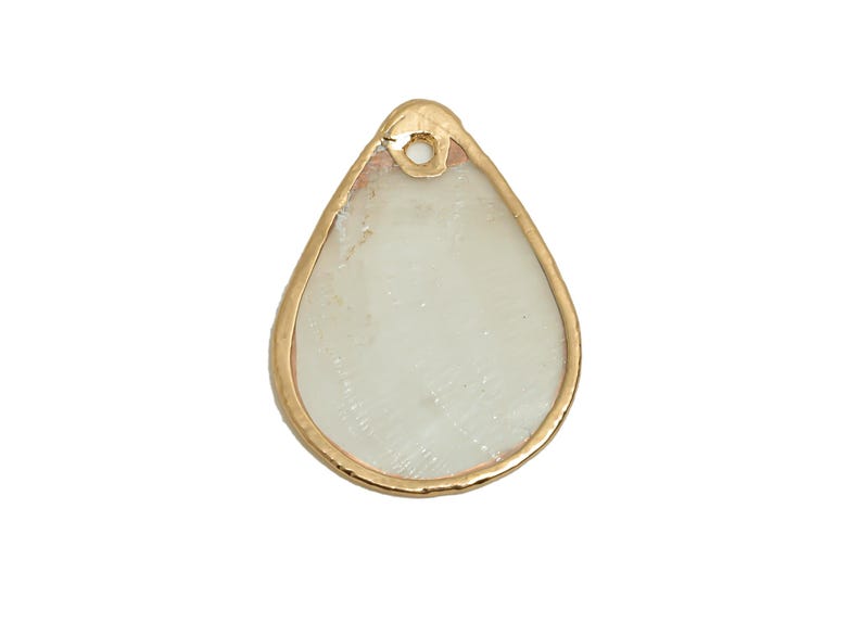 Teardrop Shell Pendant - Shell Jewelry Charm - Natural Shell Pendant - Handmade Jewelry Supplies - Gold Tone Plating - 24x12x1mm - AC3612 image 2