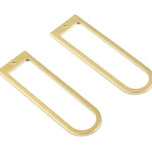 Brass D Ring - Raw Brass Long Oval Connector - Brass D Pendant - Earring Findings - Jewelry Supplies - 40.05x12.61x0.98mm - PP3361