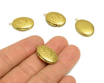 Brass Oval Locket Charm - Raw Brass Pattern Locket Charms - Antique Looking Locket - Vintage Looking Locket- 23.66x15.72x5.58mm - PP8933