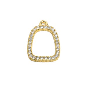 Dije de pendiente de geometría de latón - Colgante de latón con circonitas brillantes - Joyas personalizadas de cristal - Chapado en oro real de 18 quilates - 19 x 13 x 1,95 mm - RGP9677