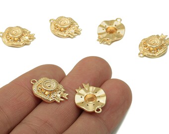 Brass Round Hat Earring Charm - Brass Woman Straw Hat Charm - Cubiz Zircon Hat Earring -18K Real Gold Plated Brass - 19.6x14x 4.65mm-RGP6639