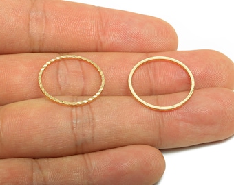 20mm Gold Round Connector - Textured Circle Jewelry - Brass Geometry Minimalist Jewelry - DIY Jewelry - 18K Real Gold Plated - RGP9289-20