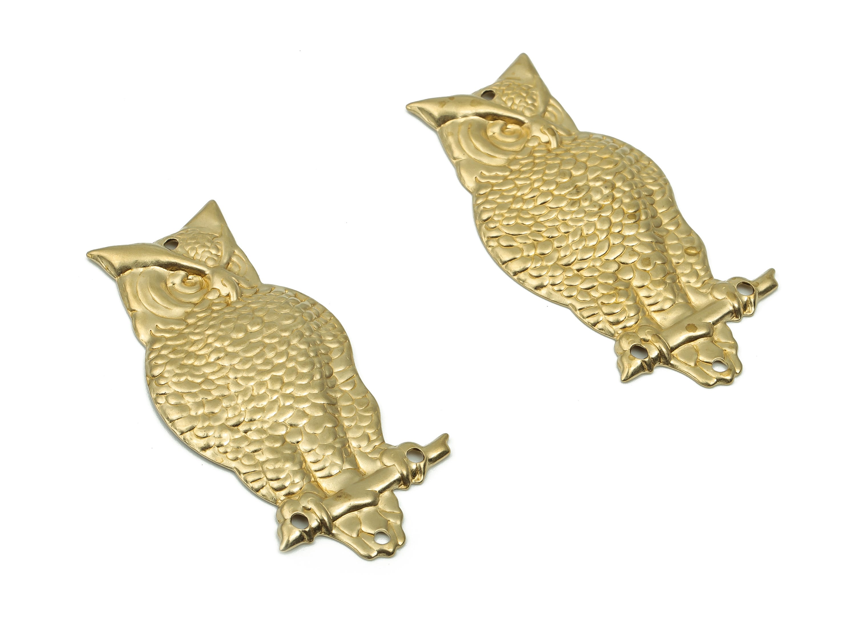Brass Owl Earring Connectors - Raw Brass Owl Charms and Pendant - Earring Findings - Jewelry Making