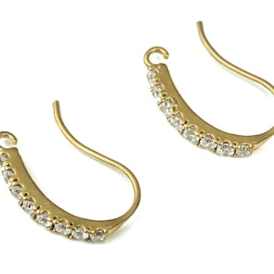 Raw Brass Hook Earrings – Zircon Ear Hooks – Brass Earring with Open Ring – Earring Findings – Jewelry Supplies - 16.3x12.29x2.22mm - PP4388