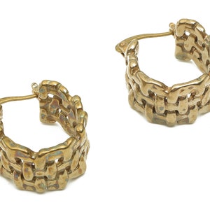 Brass Round Stud Earring - Raw Brass Ear Hooks - Raw Brass Huggie Thick Hoop Earring - Braided Hoop - 21.12x19.8x2.18mm - PP7858