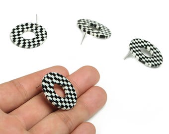 Pendiente redondo de acetato – Poste de pendiente a cuadros - Poste de pendiente - Suministros de joyería - Código de color: A175 - 29,58 x 29,5 x 2,38 mm - AC2337-A175