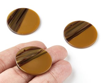 アセテート製ラウンドイヤリングチャーム - アクリルコインペンダント - イヤリングパーツ - ジュエリー用品 - 30x30x2.7 mm - AC1421D