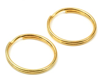 Gold Tone Metal Key Rings - Split Rings - Circle Key Rings - Keychain Connectors - Key Ring Findings - 24.59x24.59x1.5mm - PP2851G