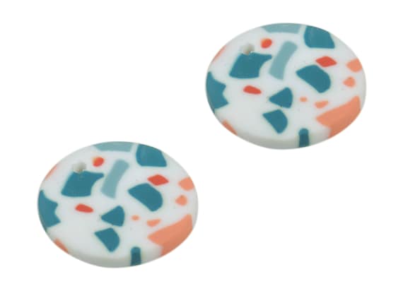 PolymerClay Round Earring Charms - PolymerClay Circle Pandant - Earring Findings - Jewelry Handmade - 20.1x19.8x2.66mm - PC2295D