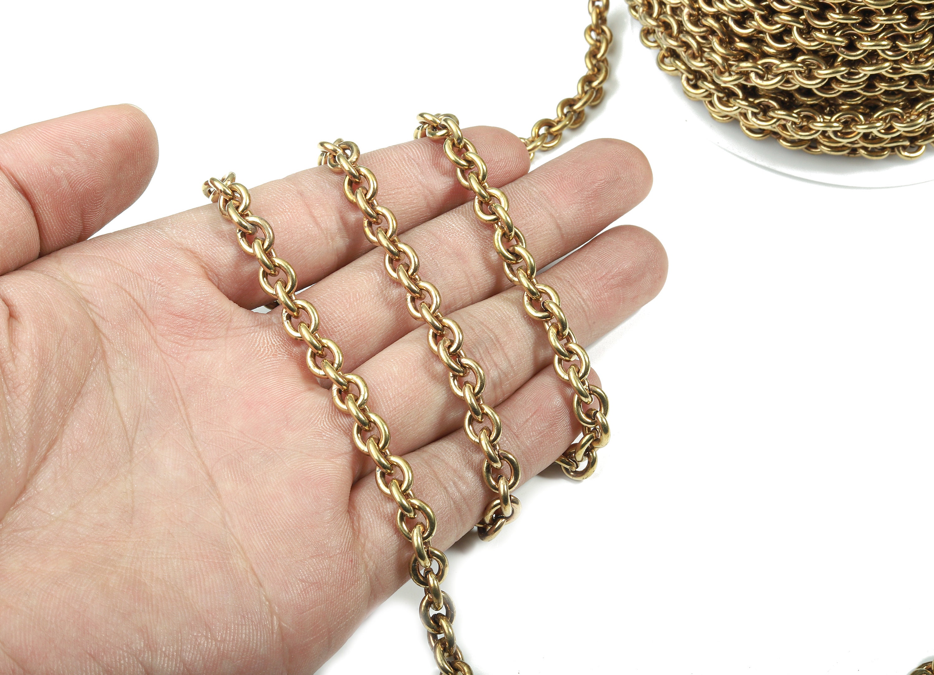 Brass Big Cable Chain Raw Brass Round link Cable Chain Etsy