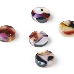 Acetate Round Earring Charms - Acrylic Coin Pendant - Earring Findings - Jewelry Supplies - Color Code:A11 - 8.82x8.82x2.7mm - AC1116-A11