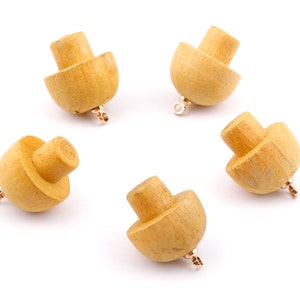 Wooden Mushroom Charms - Wooden Mushroom Pendant - Natural Wood Mushroom Earring Pendant - Wood with Alloy - 16.61x13.69mm - BB1085