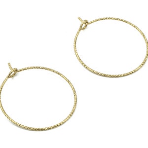 Brass Circle Pattern Ear Wire - 25# Raw Brass Earring Hoops - Rope Hoops - Earring Findings - Jewelry Supplies - 28.1x24.26x0.71mm - PP3111
