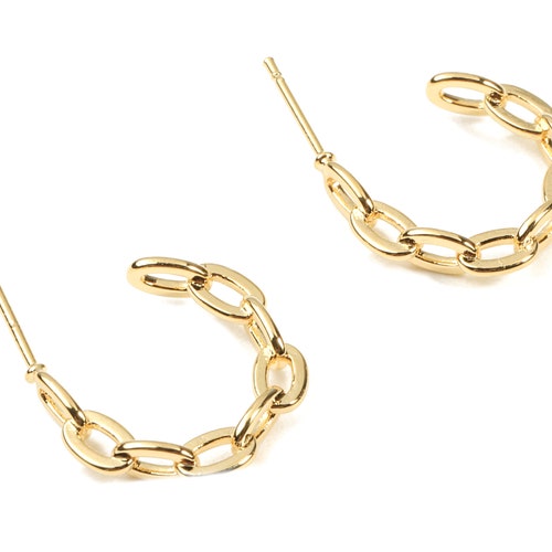 18K Real Gold Plated Brass Post Stud With Ball Head Earring Etsy