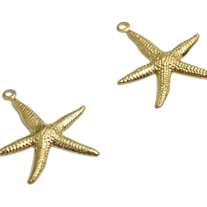Brass Starfish Earring Charms - Raw Brass Starfish Pendant - DIY Jewelry Making Supplies - 22.6x18.78x1.54mm - PP4712
