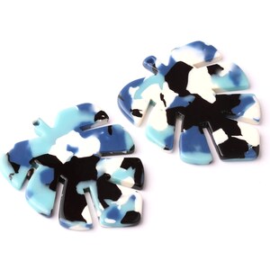 Acetate Leaf Charms -  Leaf Earrings and Pendant - Earring Findings - Jewelry Supplies - Color Code: A16 - 44x35x2.5mm - AC1052G