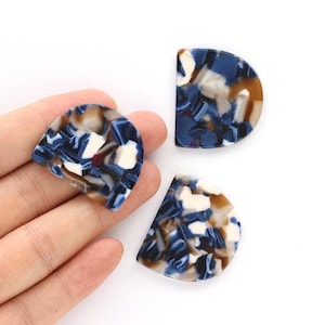 Acetate Acrylic Earring Charms One Hole - D Shaped Pendant - Color Code: A19 - 29.5x34.3x2.48mm - AC1094N image 1