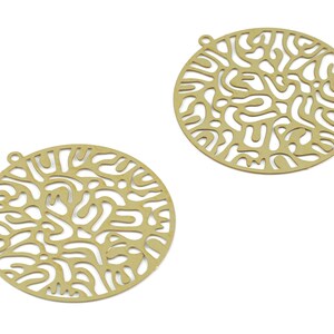 Ciondolo rotondo in ottone - Ciondoli orecchini cerchio in ottone grezzo - Risultati orecchini - Forniture di gioielli - 31.85x29.97x0.29mm - JJB6485
