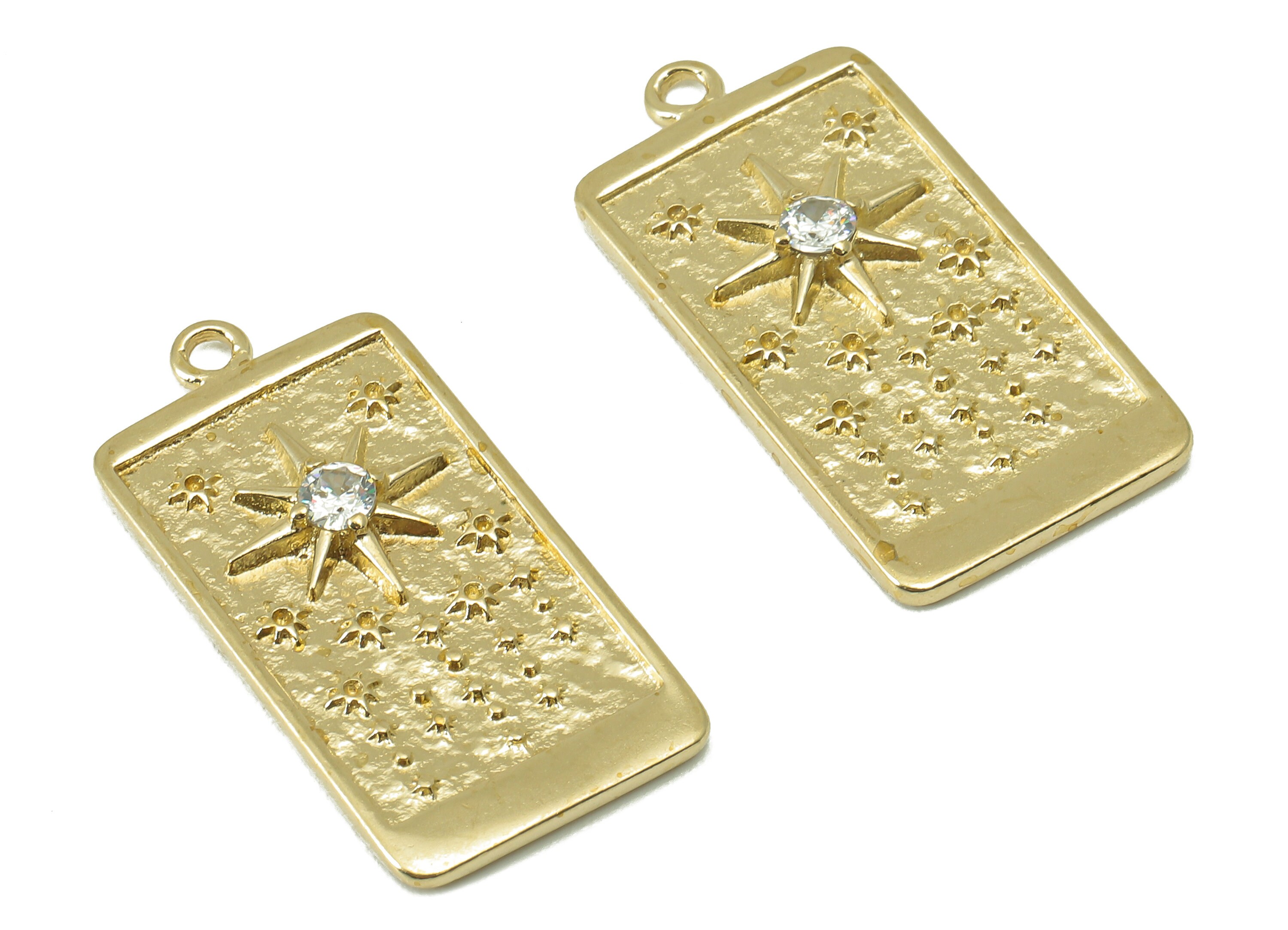 ★COURONNE★ Reve l Card Charm_RCAEX25152GDX Brass Rectangular Earring Charm - Raw Brass Vintage Tarot