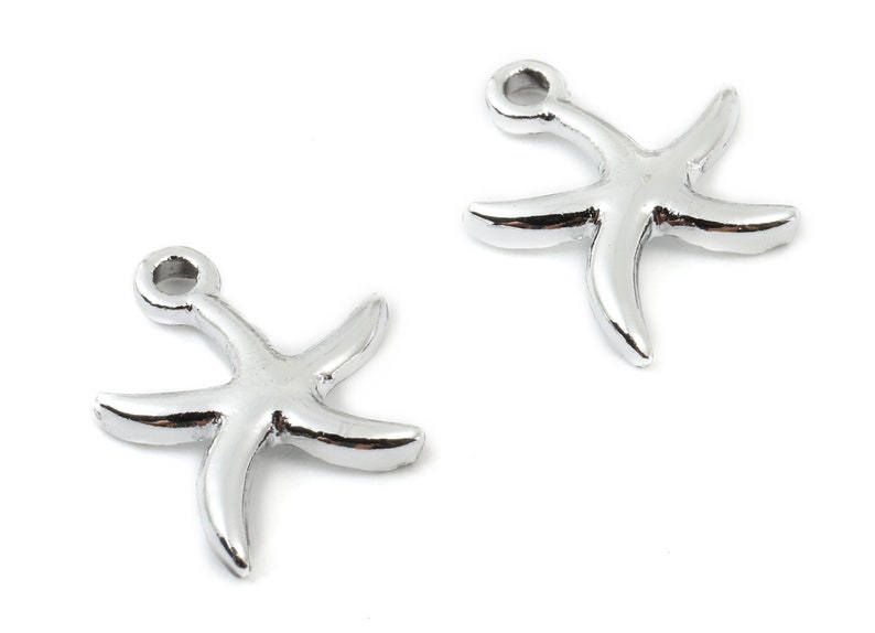 Silver Tone Plated Alloy Starfish Charms 16.25x13.81x1.85mm ZZ1481 Zinc Alloy Starfish Earrings and Pendant