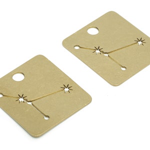 Brass Square Planet Star Map Earring Charms - Raw Brass Constellation Star Pendant - Suministros para la fabricación de joyas - 29.94x27.17x0.78mm - PPA2138
