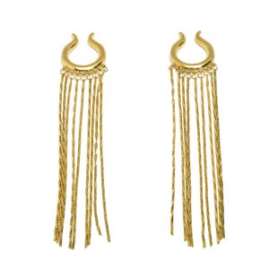 Brass Minimalist Ear Cuff - Gold Thick Tassel Earring Cuff - Thick Cartilage Cuff Chain Ear - 18K Real Gold Plated -117x20x3.9mm - RGP7616