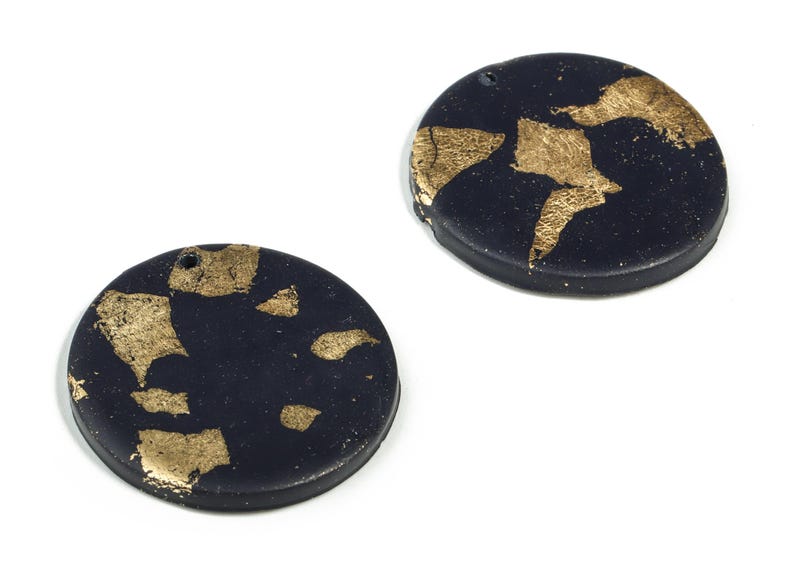 PolymerClay Round Earring Charms - PolymerClay Circle Pandant - Earring Findings - Jewelry Handmade - 30.25x30.25x3.11mm - PC2264A image 2