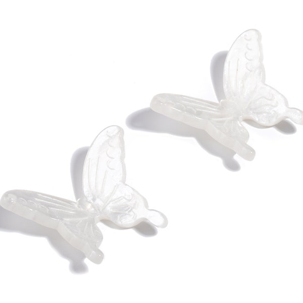 Acrylic Butterfly Earring Charms - White Butterfly Pendant - Earring Findings - Jewellery Supplies - 32.01x22.79x2.52mm - AC1920B