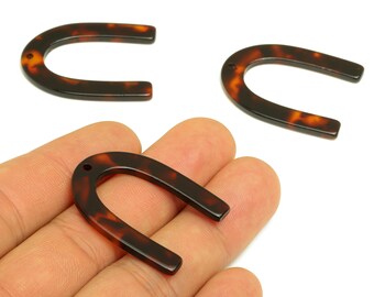 Acetate U Earring Charms - Tortoise Shell Earrings - U Pendant - Jewelry Making Supplies - Color Code: A05 - 34.61x26.25x2.55mm - AC1114ZE