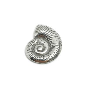 Stainless Steel Conch Charms - Steel Textured Marine Charm - Spiral Shell Coastal Jewelry - Steel Jewelry Making - 17.5x13.46x2.5mm - SS1878